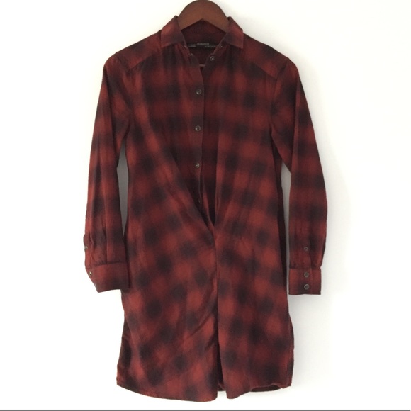 All saints Kayla red black plaid button up dress - Picture 2 of 3